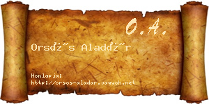 Orsós Aladár névjegykártya